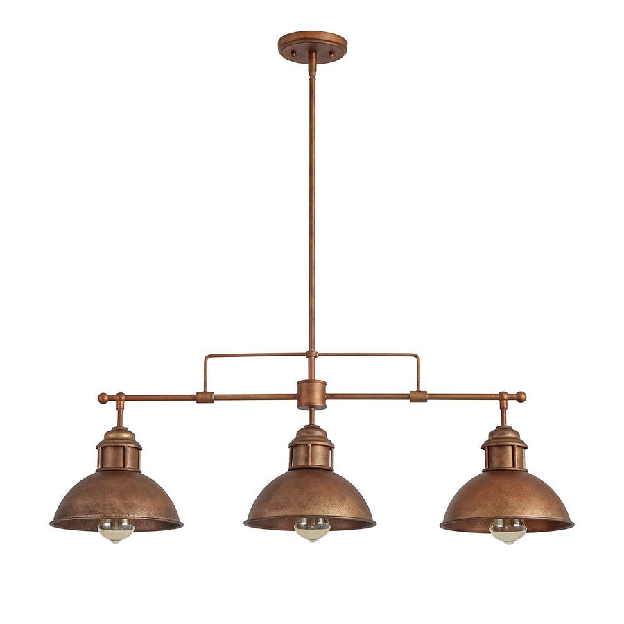 Farmhouze Light - Industrial Kitchen Linear Pot Lid Island Pendant Light - Chandelier - Rusted Bronze - 