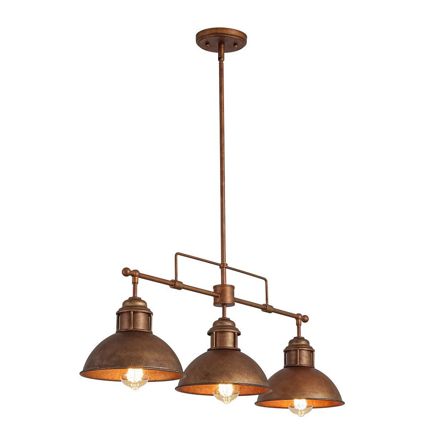 Farmhouze Light - Industrial Kitchen Linear Pot Lid Island Pendant Light - Chandelier - Rusted Bronze - 