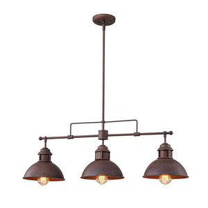 Farmhouze Light - Industrial Kitchen Linear Pot Lid Island Pendant Light - Chandelier - Rusted Bronze - 
