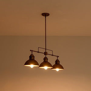 Farmhouze Light - Industrial Kitchen Linear Pot Lid Island Pendant Light - Chandelier - Rusted Bronze - 