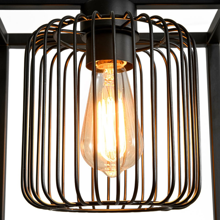 Farmhouze Light - Industrial Matte Black 1 - Light Square Metal Cage Pendant - Pendant - Black - 