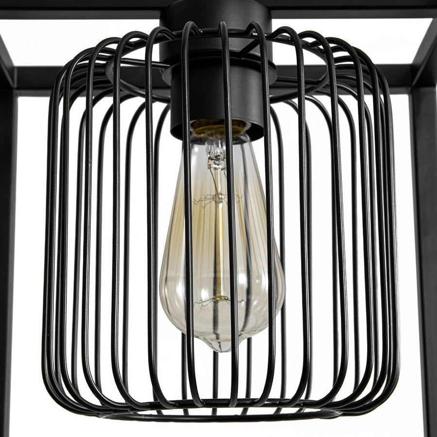 Farmhouze Light - Industrial Matte Black 1 - Light Square Metal Cage Pendant - Pendant - Black - 