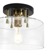 Load image into Gallery viewer, Farmhouze Light - Industrial Round Clear Glass Drum Semi Flush Ceiling Light - Ceiling Light - Black + Brass - 
