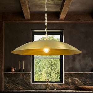 Farmhouze Light - Industrial Saucer Oversized Dome Pendant Light - Chandelier - Brass - 
