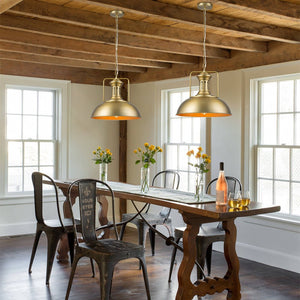 Farmhouze Light - Industrial Single Dome Pendant Light - Pendant - Brass - 