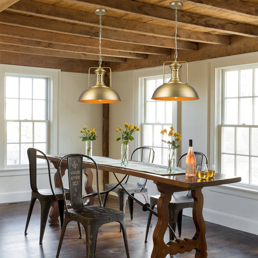 Farmhouze Light - Industrial Single Dome Pendant Light - Pendant - Brass - 