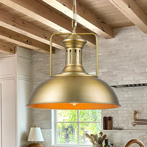 Farmhouze Light - Industrial Single Dome Pendant Light - Pendant - Brass - 