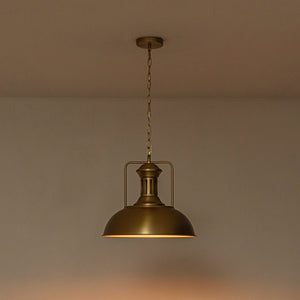 Farmhouze Light - Industrial Single Dome Pendant Light - Pendant - Brass - 