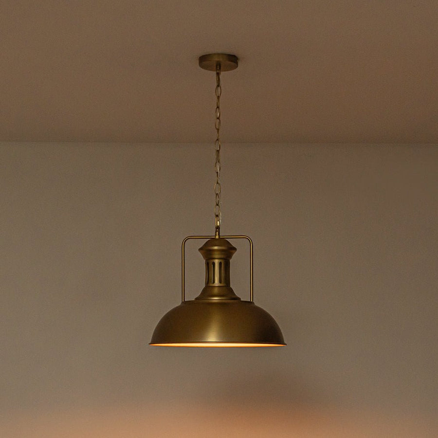 Farmhouze Light - Industrial Single Dome Pendant Light - Pendant - Brass - 