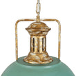 Load image into Gallery viewer, Farmhouze Light - Industrial Single Gold Green Patina Iron Dome Pendant - Pendant - 16.3 in - 

