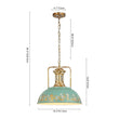 Load image into Gallery viewer, Farmhouze Light - Industrial Single Gold Green Patina Iron Dome Pendant - Pendant - 16.3 in - 
