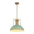 Load image into Gallery viewer, Farmhouze Light - Industrial Single Gold Green Patina Iron Dome Pendant - Pendant - 16.3 in - 

