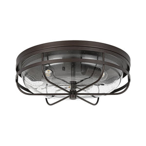 Farmhouze Light - Industrial Wire Frame Seeded Glass Round Ceiling Light - Ceiling Light - Oil - Rubbed Bronze - 