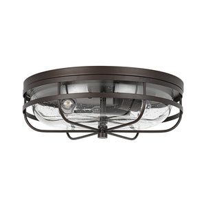 Farmhouze Light - Industrial Wire Frame Seeded Glass Round Ceiling Light - Ceiling Light - Oil - Rubbed Bronze - 