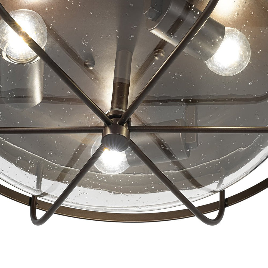 Farmhouze Light - Industrial Wire Frame Seeded Glass Round Ceiling Light - Ceiling Light - Oil - Rubbed Bronze - 