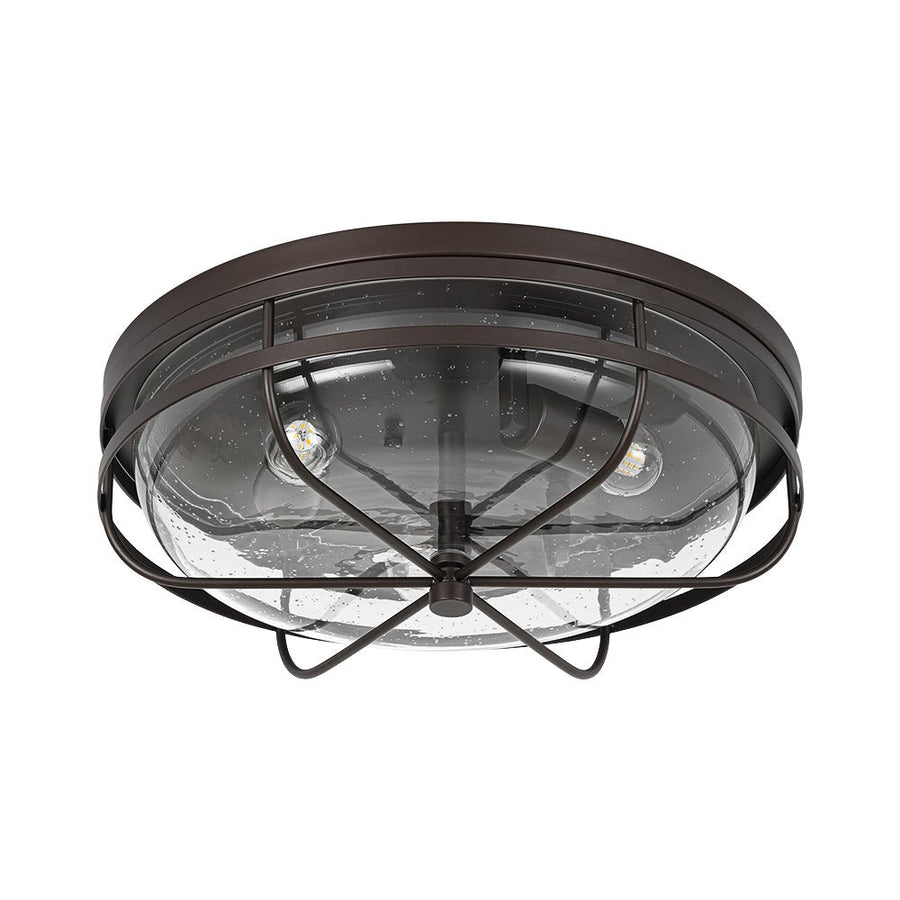 Farmhouze Light - Industrial Wire Frame Seeded Glass Round Ceiling Light - Ceiling Light - Oil - Rubbed Bronze - 