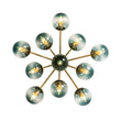 Load image into Gallery viewer, Farmhouze Light - Lake House Brass Round Blue Glass Globe Sunburst Semi Flush - Chandelier - Brass - 
