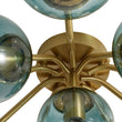 Load image into Gallery viewer, Farmhouze Light - Lake House Brass Round Blue Glass Globe Sunburst Semi Flush - Chandelier - Brass - 
