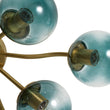Load image into Gallery viewer, Farmhouze Light - Lake House Brass Round Blue Glass Globe Sunburst Semi Flush - Chandelier - Brass - 
