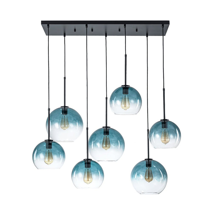 Farmhouze Light - Lake House Gradient Blue Glass Bubble Linear Island Chandelier - Chandelier - Blue - 