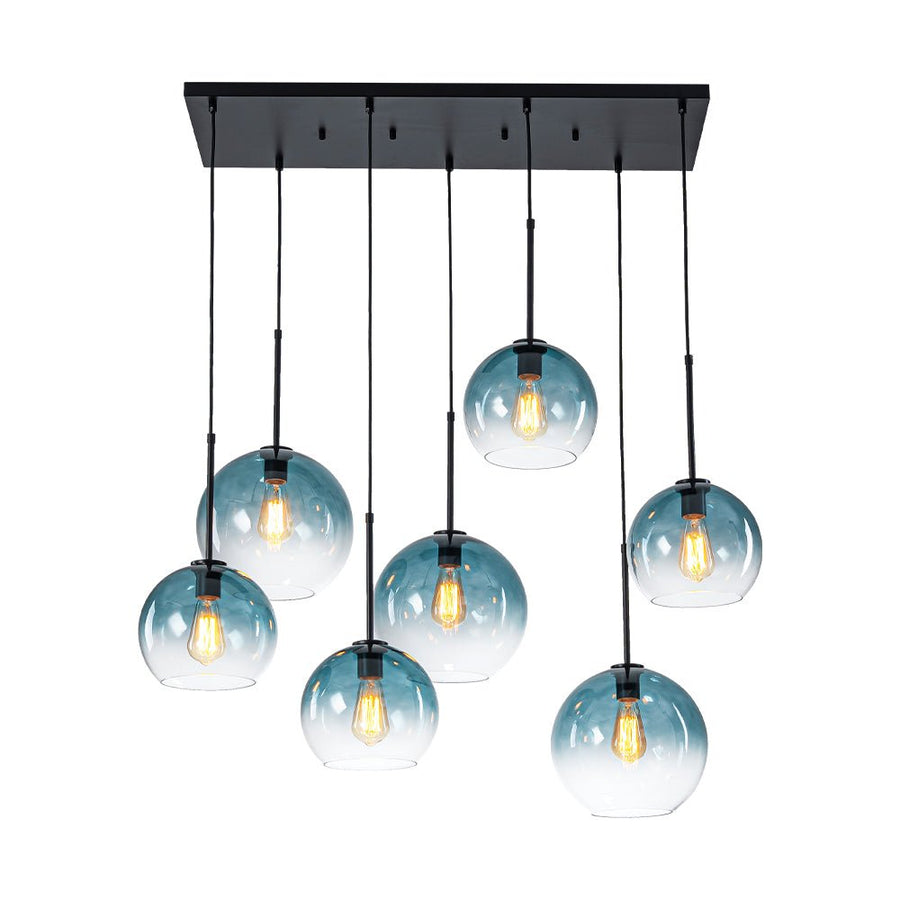Farmhouze Light - Lake House Gradient Blue Glass Bubble Linear Island Chandelier - Chandelier - Blue - 