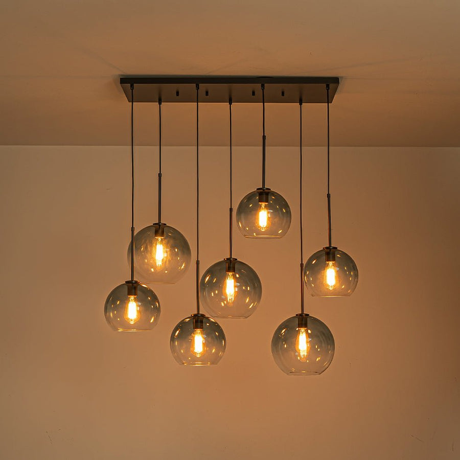 Farmhouze Light - Lake House Gradient Blue Glass Bubble Linear Island Chandelier - Chandelier - Blue - 