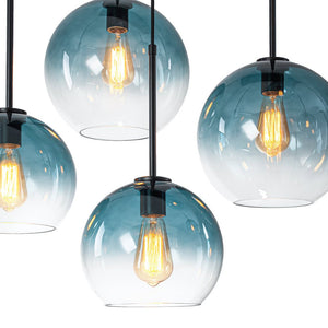 Farmhouze Light - Lake House Gradient Blue Glass Bubble Linear Island Chandelier - Chandelier - Blue - 