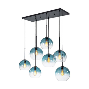 Farmhouze Light - Lake House Gradient Blue Glass Bubble Linear Island Chandelier - Chandelier - Blue - 