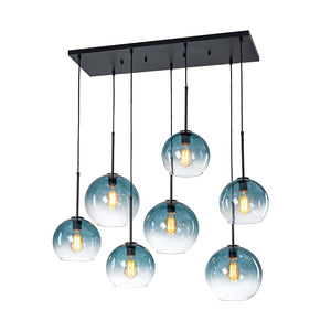 Farmhouze Light - Lake House Gradient Blue Glass Bubble Linear Island Chandelier - Chandelier - Blue - 