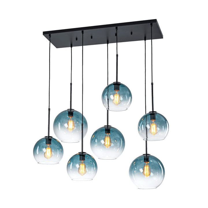 Farmhouze Light - Lake House Gradient Blue Glass Bubble Linear Island Chandelier - Chandelier - Blue - 