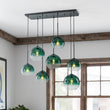 Load image into Gallery viewer, Farmhouze Light-Lake House Green Glass Globe Bubble Linear Island Pendant-Chandelier-Green-
