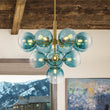 Load image into Gallery viewer, Farmhouze Light - Lake House Tiered Gradient Blue Glass Globe Cluster Chandelier - Chandelier - Blue Bubble - 
