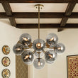 Load image into Gallery viewer, Farmhouze Light - Luxe Cluster Smoked Glass Globe Sphere Bubble Chandelier - Chandelier - Brass - 
