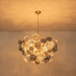 Load image into Gallery viewer, Farmhouze Light - Luxe Cluster Swirled Grey Glass Globe Bubble Chandelier - Chandelier - Brass - 
