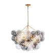 Load image into Gallery viewer, Farmhouze Light - Luxe Cluster Swirled Grey Glass Globe Bubble Chandelier - Chandelier - Brass - 
