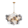 Load image into Gallery viewer, Farmhouze Light - Luxe Cluster Swirled Grey Glass Globe Bubble Chandelier - Chandelier - Brass - 
