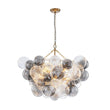 Load image into Gallery viewer, Farmhouze Light - Luxe Cluster Swirled Grey Glass Globe Bubble Chandelier - Chandelier - Brass - 
