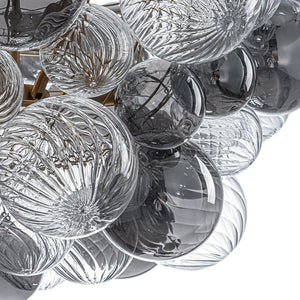 Farmhouze Light - Luxe Cluster Swirled Grey Glass Globe Bubble Chandelier - Chandelier - Brass - 