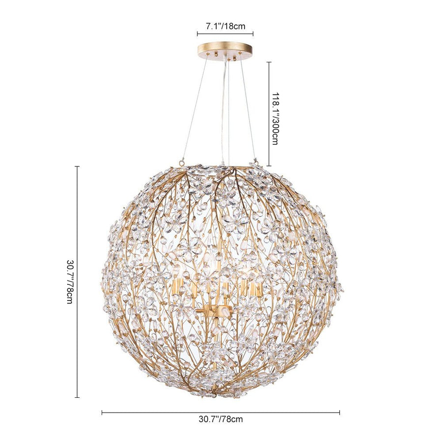 Farmhouze Light - Luxe French Farmhouse Crystal Flower Sphere Chandelier - Chandelier - 6 - Light - 