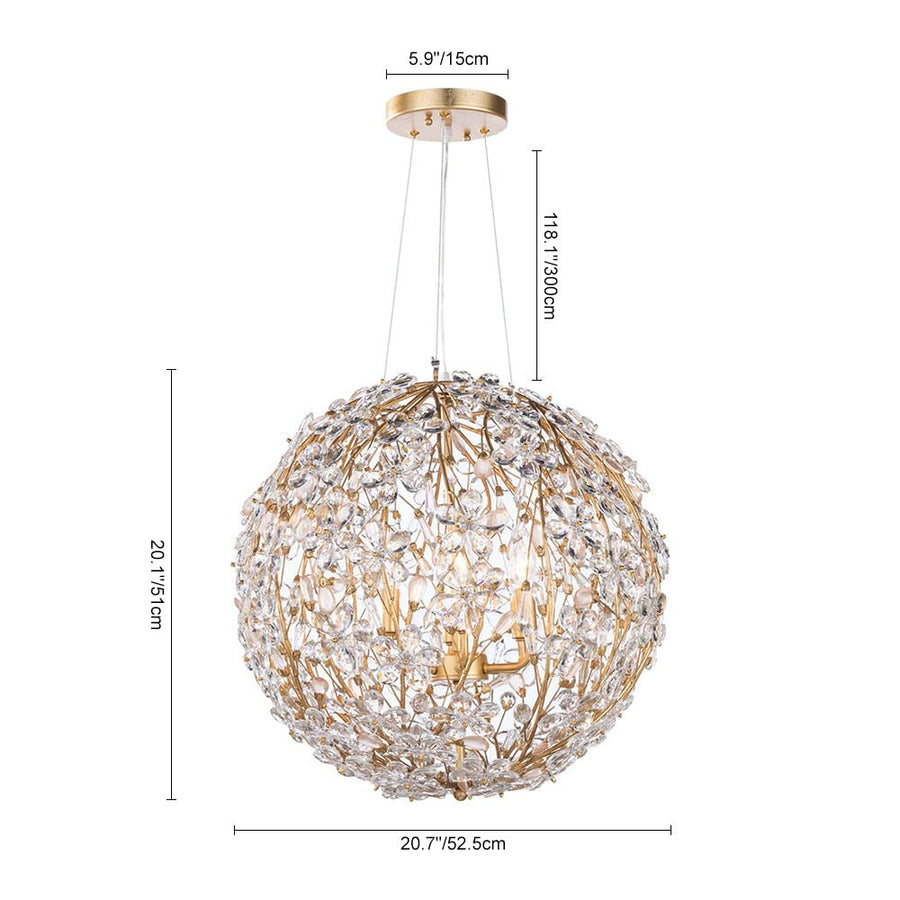 Farmhouze Light - Luxe French Farmhouse Crystal Flower Sphere Chandelier - Chandelier - 6 - Light - 