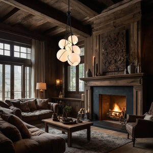 Farmhouze Light - Luxe Moody Style Cluster White Glass Globe Pendant Light - Chandelier - 6 - Light - 