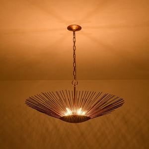 Farmhouze Light - Luxury Gold Foiled Traditional Large Round Sunburst Chandelier - Chandelier - Gold - 