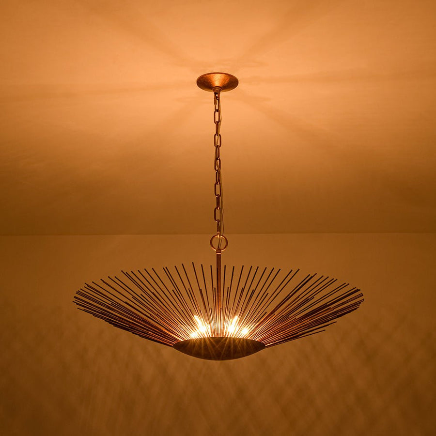 Farmhouze Light - Luxury Gold Foiled Traditional Large Round Sunburst Chandelier - Chandelier - Gold - 