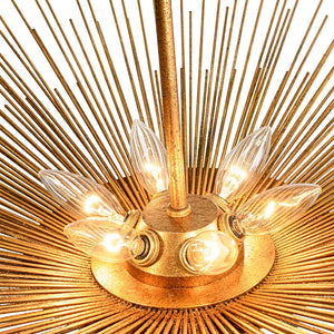 Farmhouze Light - Luxury Gold Foiled Traditional Large Round Sunburst Chandelier - Chandelier - Gold - 