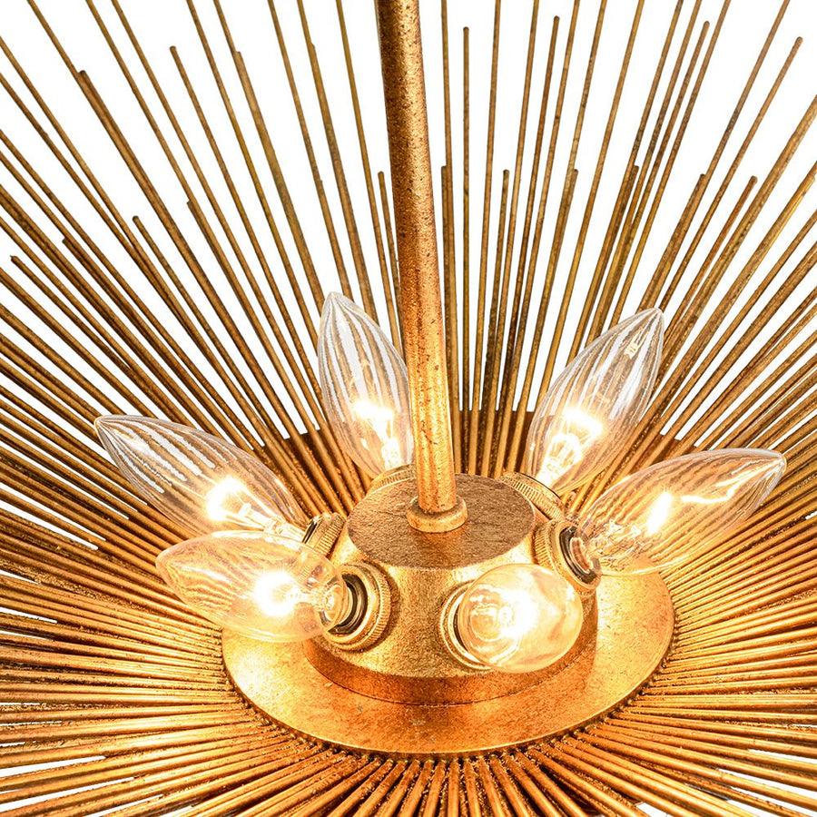Farmhouze Light - Luxury Gold Foiled Traditional Large Round Sunburst Chandelier - Chandelier - Gold - 