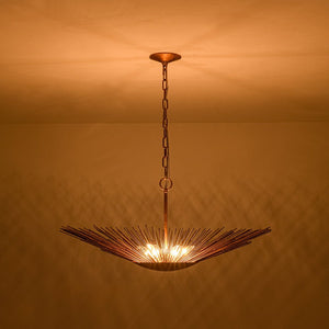 Farmhouze Light - Luxury Gold Foiled Traditional Large Round Sunburst Chandelier - Chandelier - Gold - 