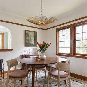 Farmhouze Light - Luxury Gold Foiled Traditional Large Round Sunburst Chandelier - Chandelier - Gold - 
