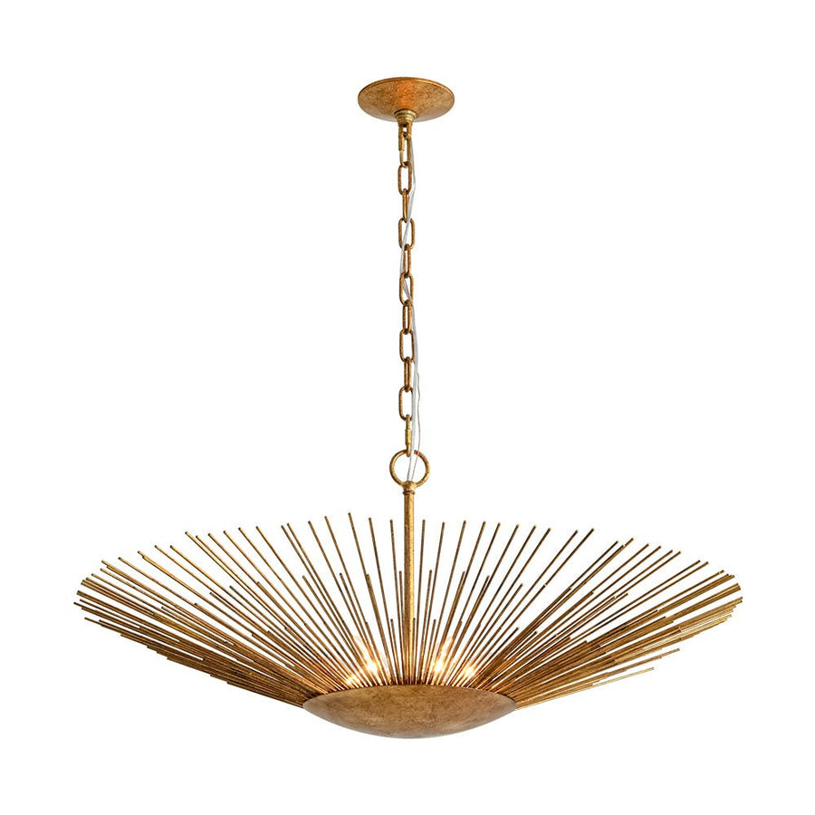 Farmhouze Light - Luxury Gold Foiled Traditional Large Round Sunburst Chandelier - Chandelier - Gold - 