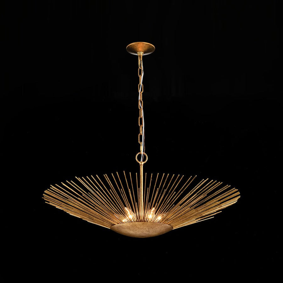 Farmhouze Light - Luxury Gold Foiled Traditional Large Round Sunburst Chandelier - Chandelier - Gold - 