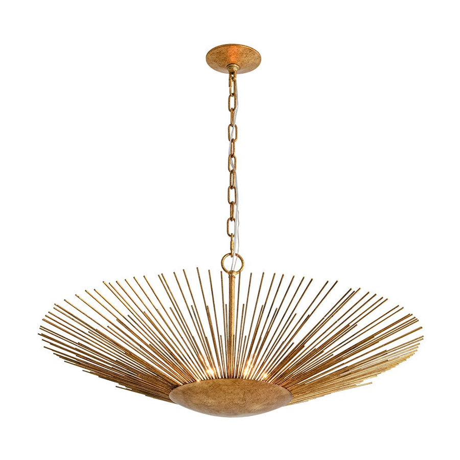 Farmhouze Light - Luxury Gold Foiled Traditional Large Round Sunburst Chandelier - Chandelier - Gold - 